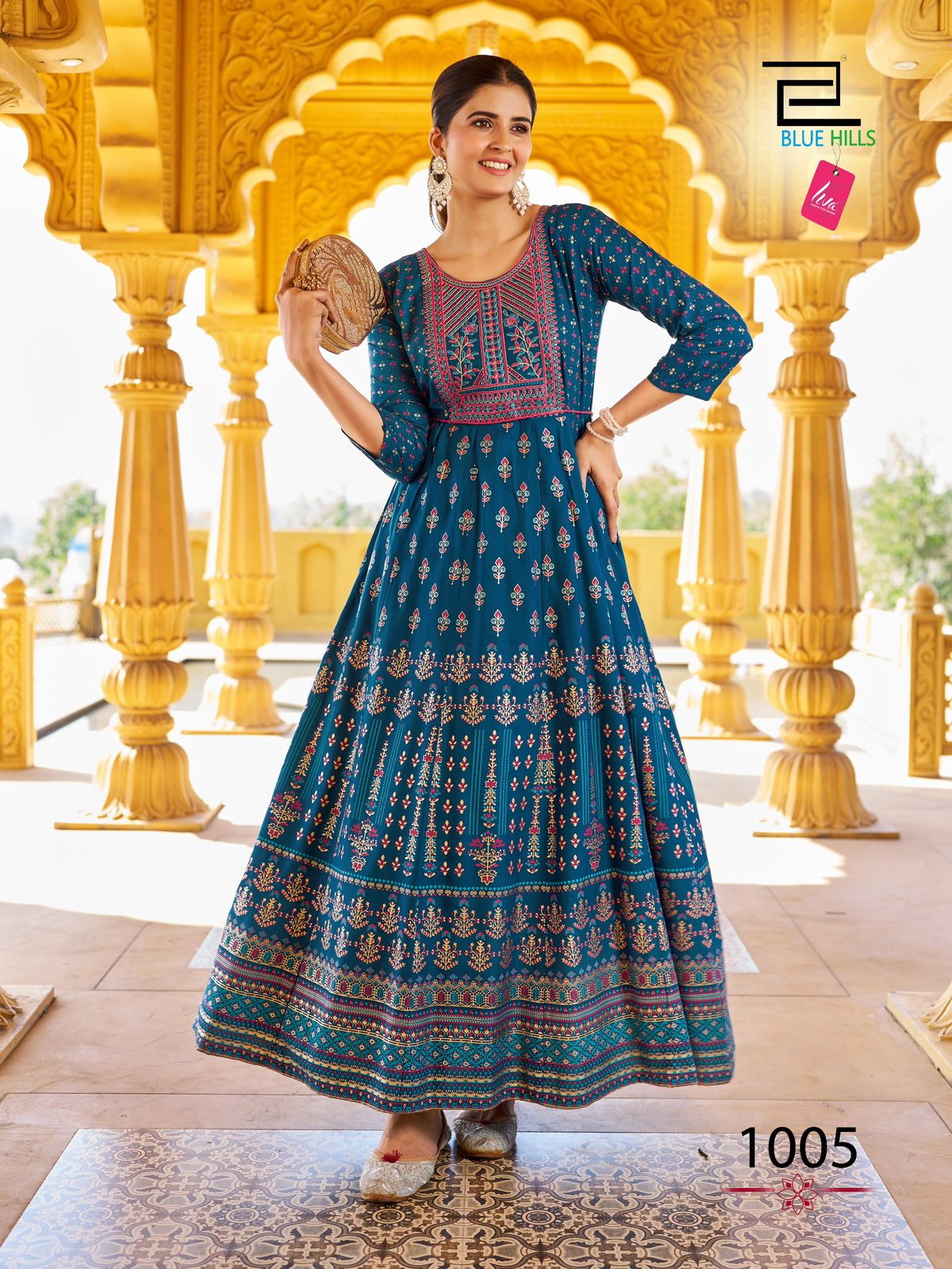Festival Night Pro By Blue Hills  Rayon Printed Anarkali Gown Wholesale Shop In Surat
